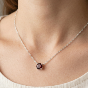 Garnet 5mm choker necklace in Sterling Silver or Gold - January birthstone