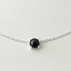 4mm Onyx choker necklace in Sterling Silver or Gold