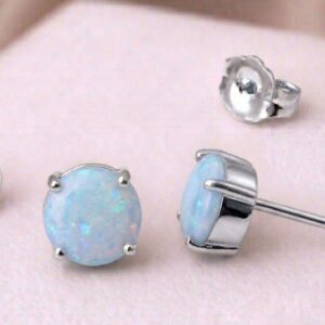 Opal Stud Earrings – 4mm Natural Opals, Sterling Silver or Gold, Handmade Prong Setting, October Birthstone Jewelry, Dainty Studs