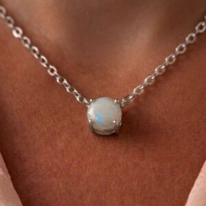 Dainty Opal Choker Necklace – 4mm Australian Opal, Minimalist Endless Choker in Sterling Silver or Gold, Handmade October Birthstone Jewelry