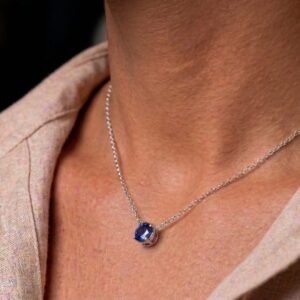 Blue Sapphire choker in Sterling Silver or Gold - Genuine 5mm Sapphire choker