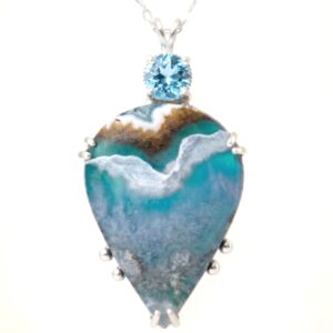 <b><font color="navy">Ocean Whisper</font></B><br>Plume Agate and Blue Topaz
