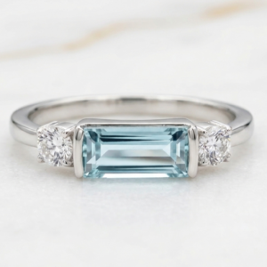 Aquamarine & Accent Three-Stone Ring