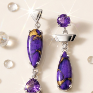 Elegant Asymmetry: Mismatched Amethyst & Purple Mojave Turquoise Earrings