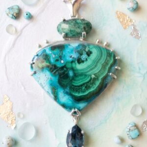 <b><font color="navy">Verdant Majesty</font></B> <br> Chrysocolla Malachite, Emerald and Kyanite